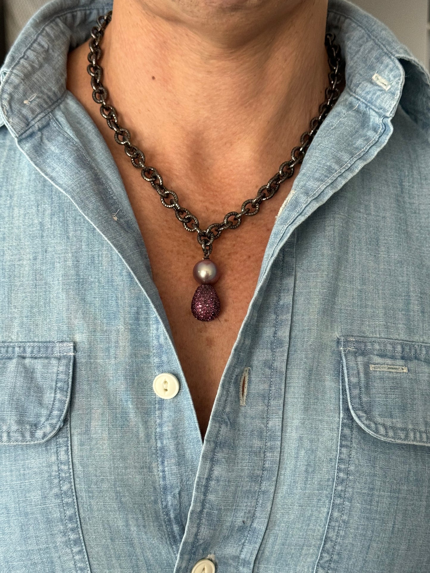 Crimson Orbit Necklace- Pink Edison Pink Tourmaline Pendant Necklace