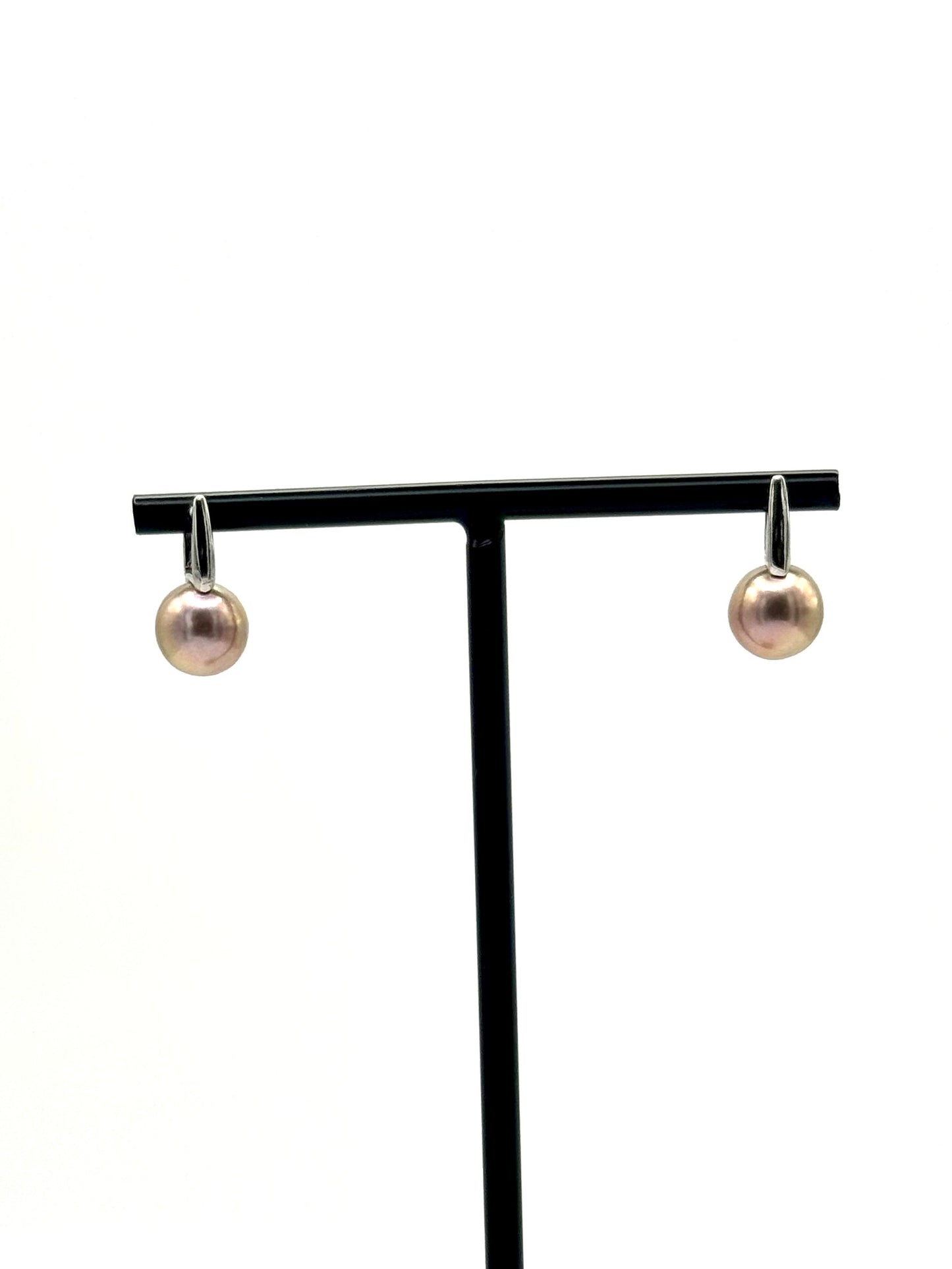 Metallic Pink Edison Pearl Small Square Hoop Earrings