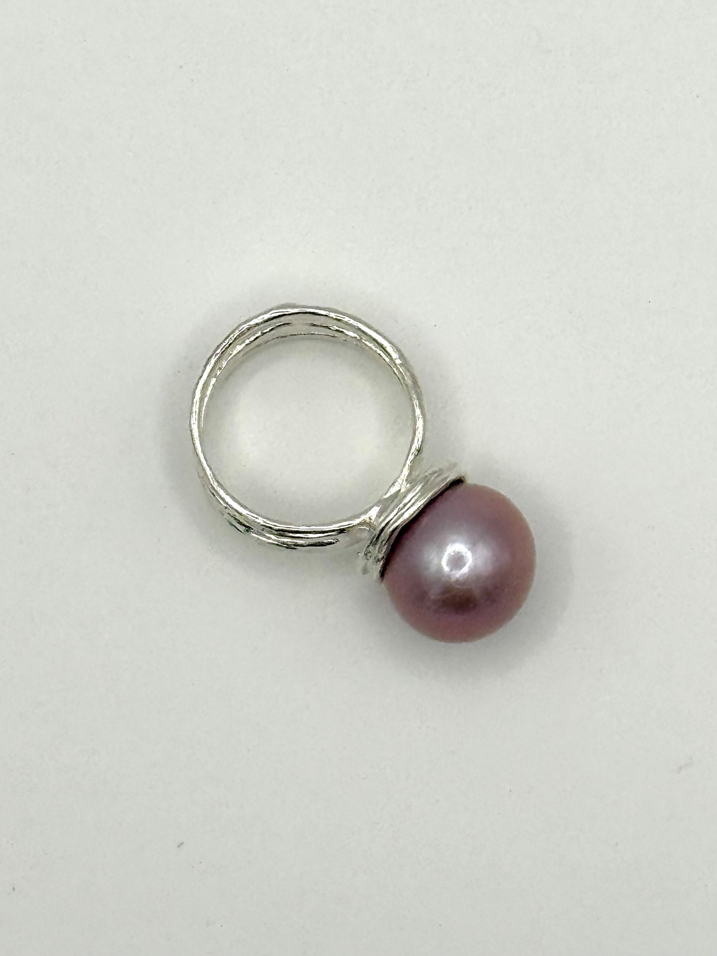 13.5mm Pink Edison Silver Texture Ring