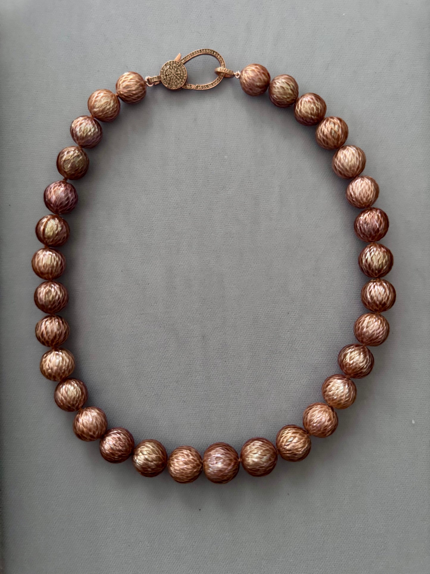 Copper Flame — Dragonscale Edison Pearl Necklace