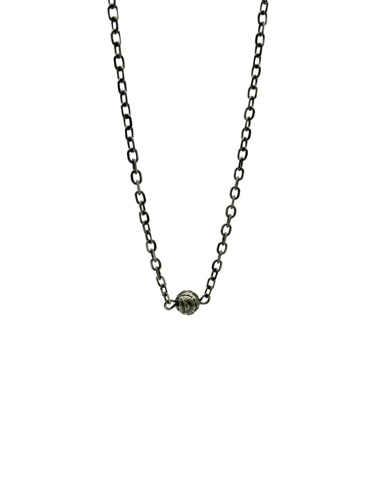 Tattoo Tahitian Pearl Oxidized Silver Necklace