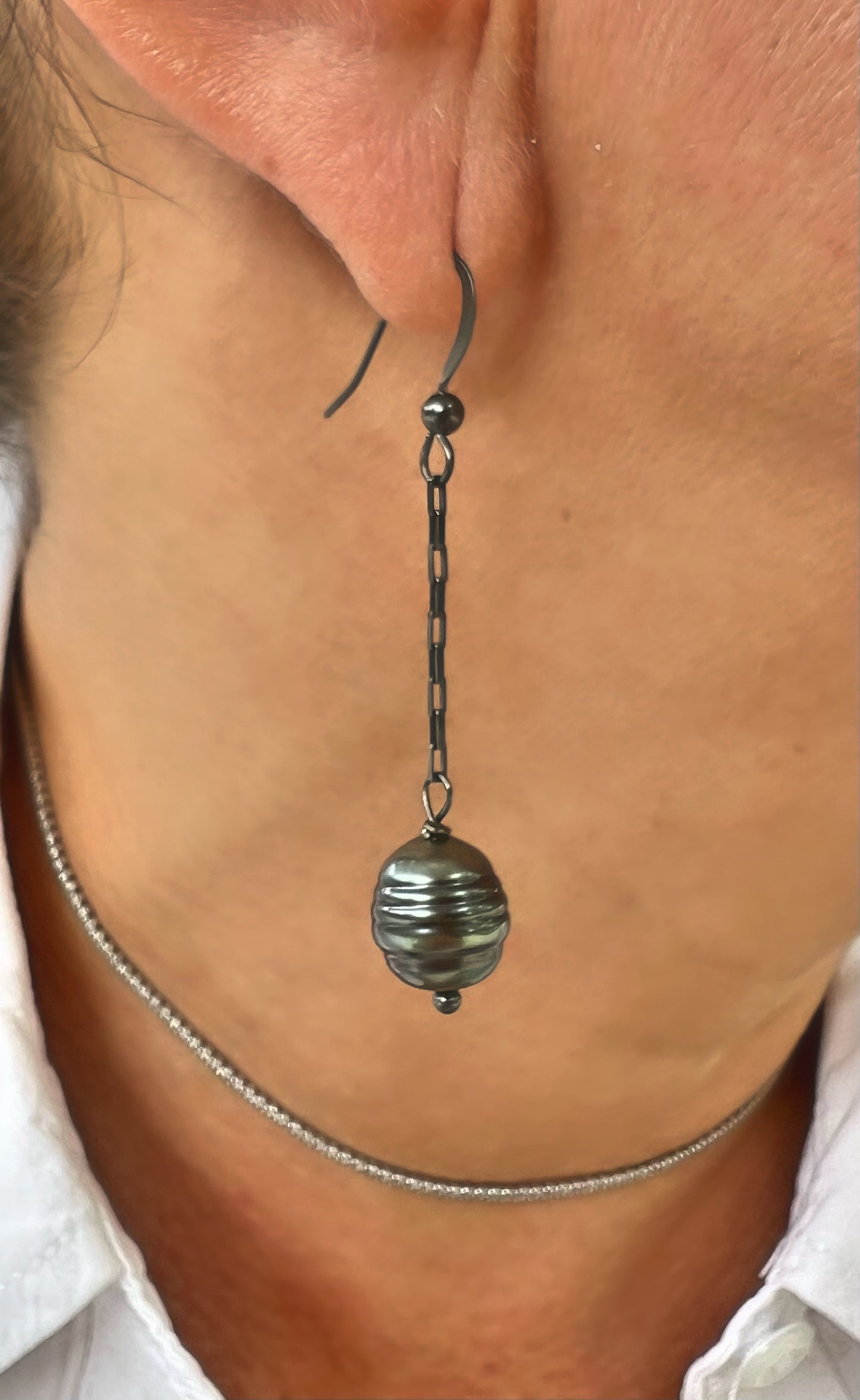 10mm Tahitian Pearl Drop Earrings