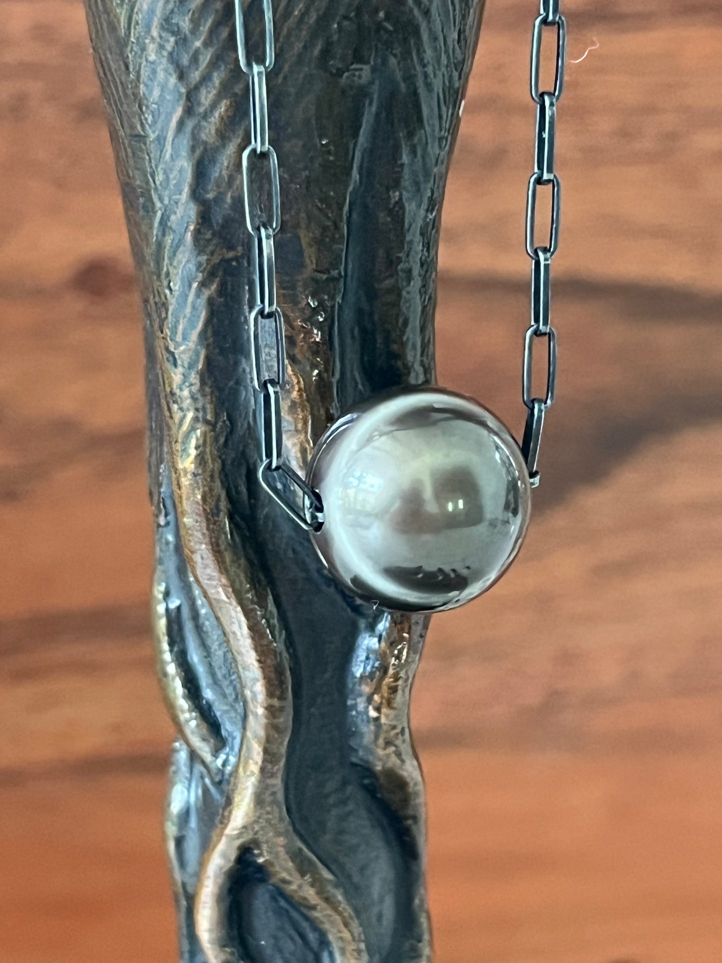15.2 Baroque Tahitian Pearl on Oxidized Silver Chain