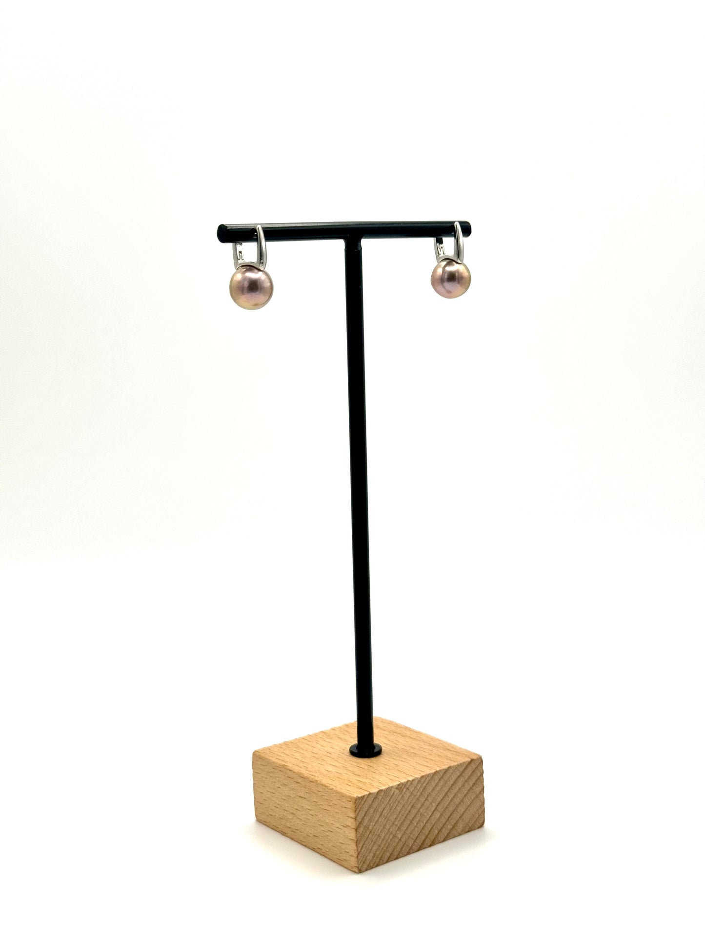 Metallic Pink Edison Pearl Small Square Hoop Earrings