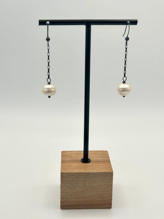 White Potato Freshwater Pearl Drop Earrings