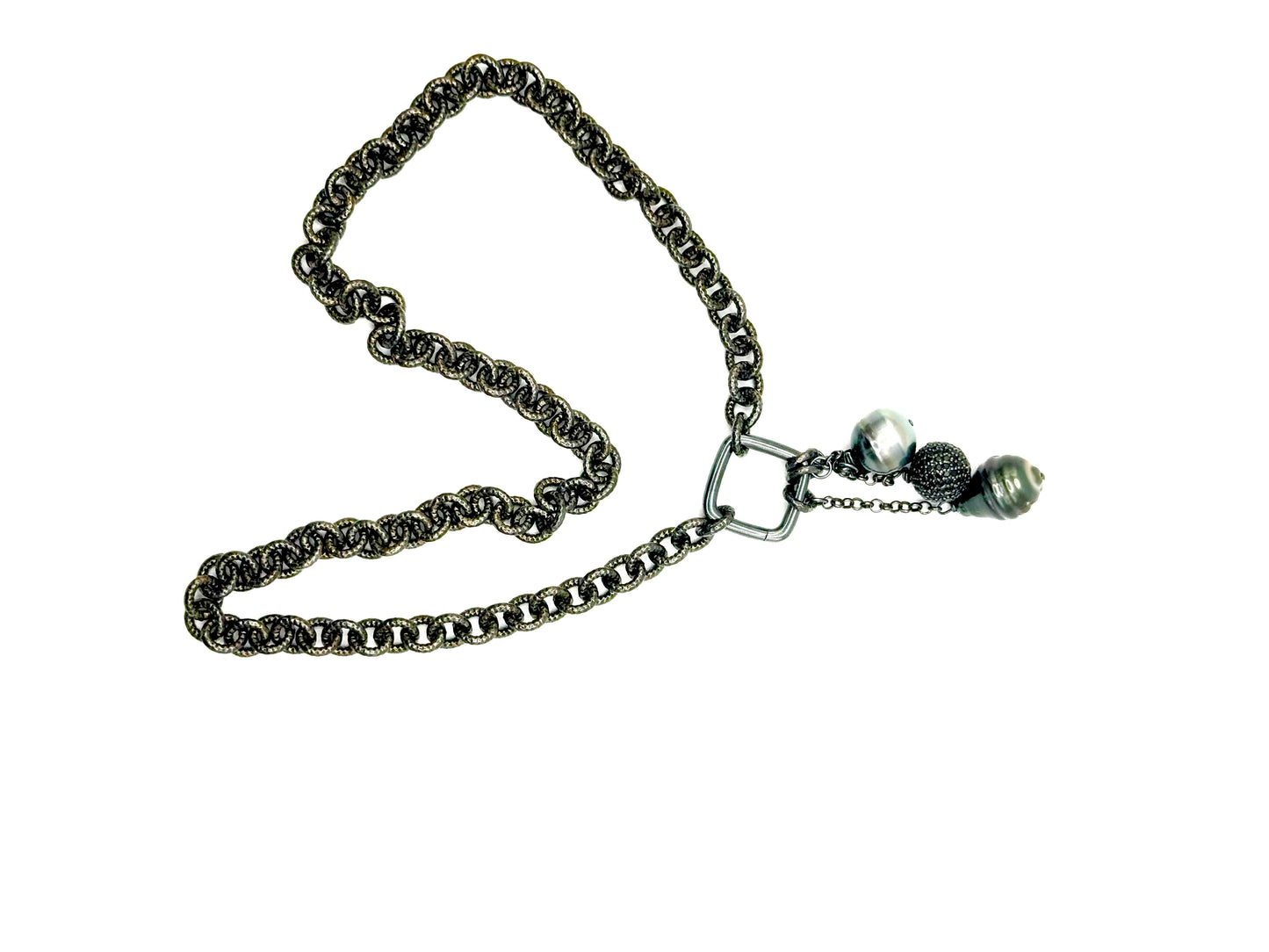 Tahitian Pearl and Black Spinel Dangle Necklace