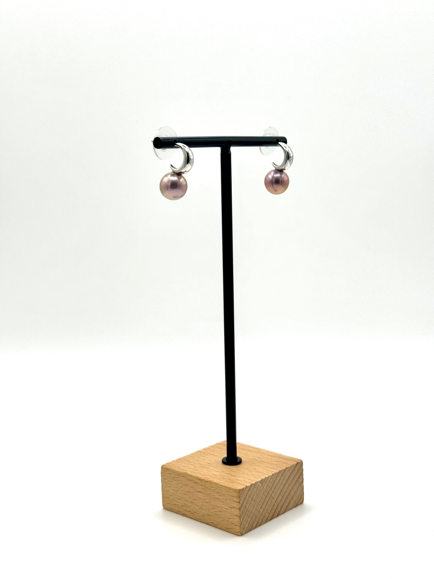 Metallic Pink Edison Sterling Silver Half Loop Earrings