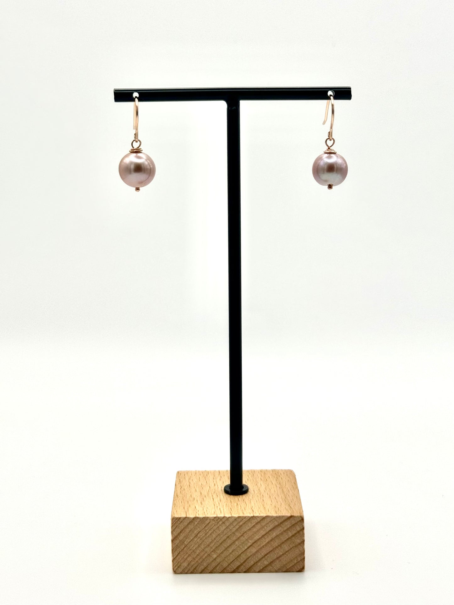 11mm Pink Edison Pearl Rose Gold French Earwire Earrings