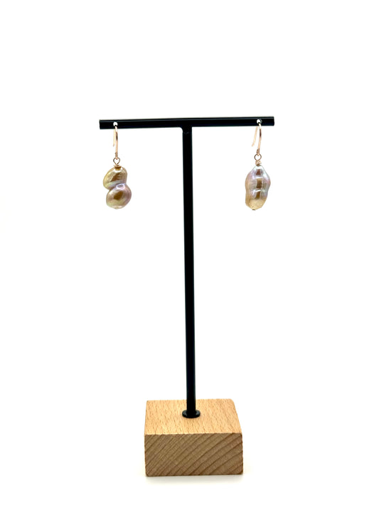 Peanut Freshwater Pearl Rose Gold Earrings