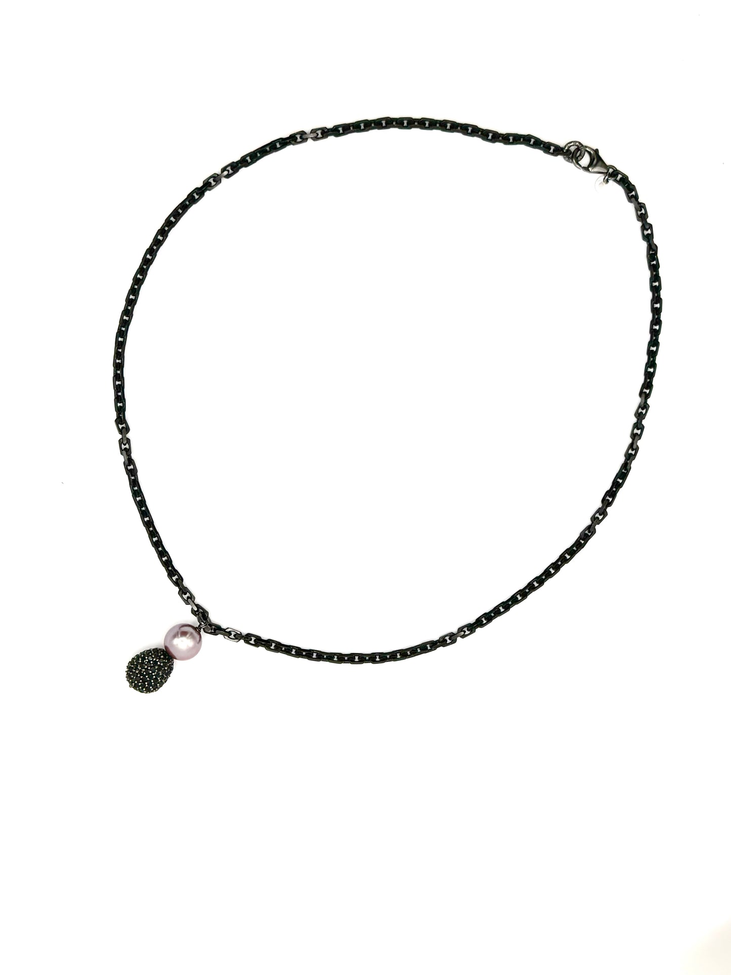 Shadow Orbit Necklace - Pink Edison and Black Spinel Pendant Necklace