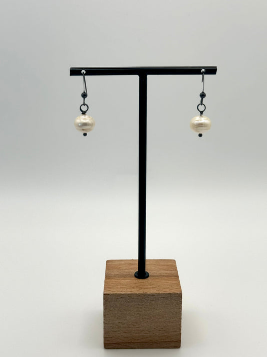 White Potato Freshwater Pearl Dangle Earrings