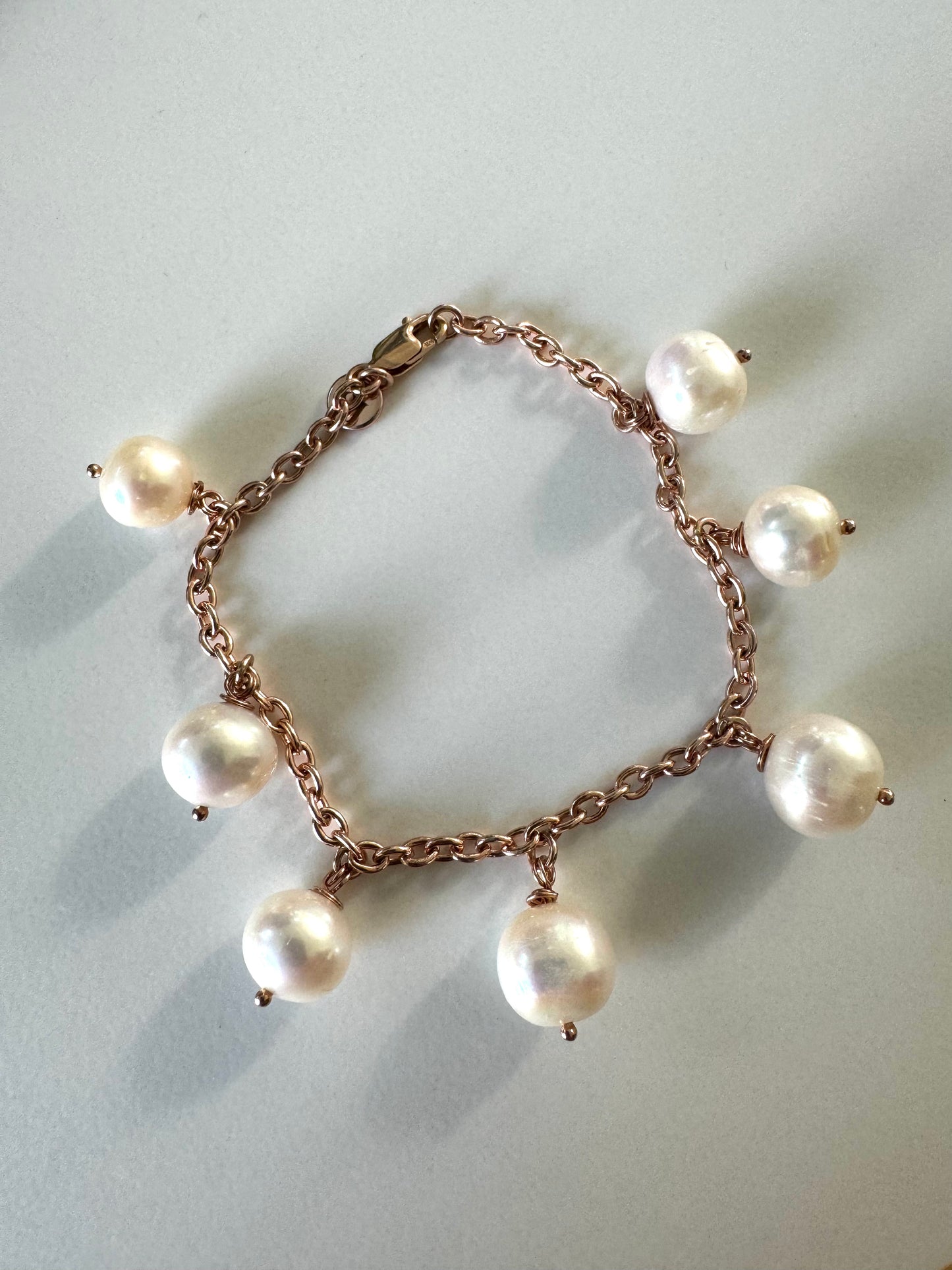 White Edison Pearl Rose Gold Bracelet