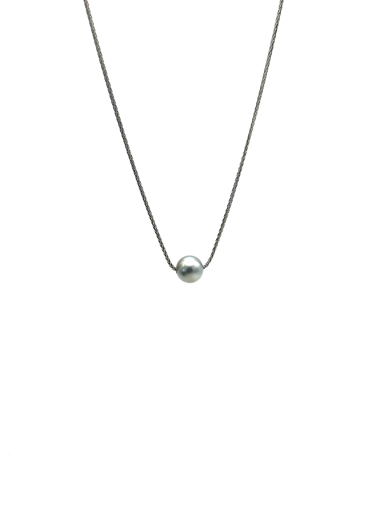 13.6mm Silver Tahitian Pearl on Sterling Silver Chain