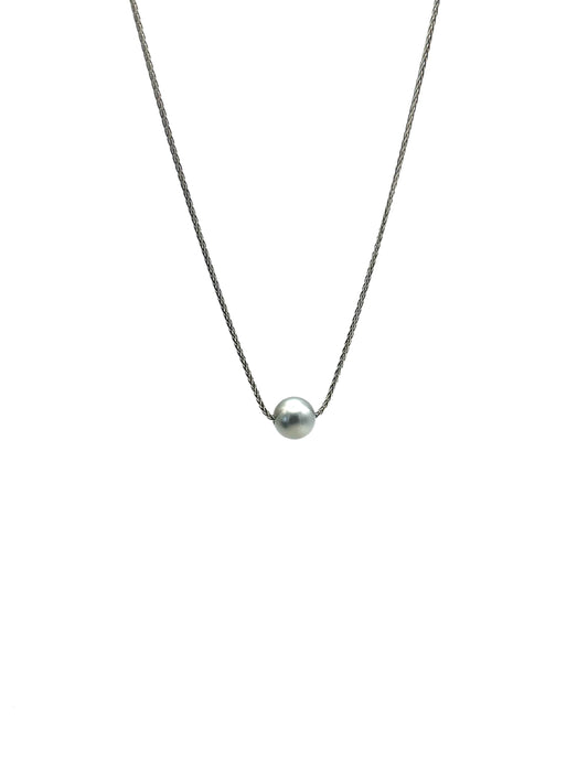 13.6mm Silver Tahitian Pearl on Sterling Silver Chain