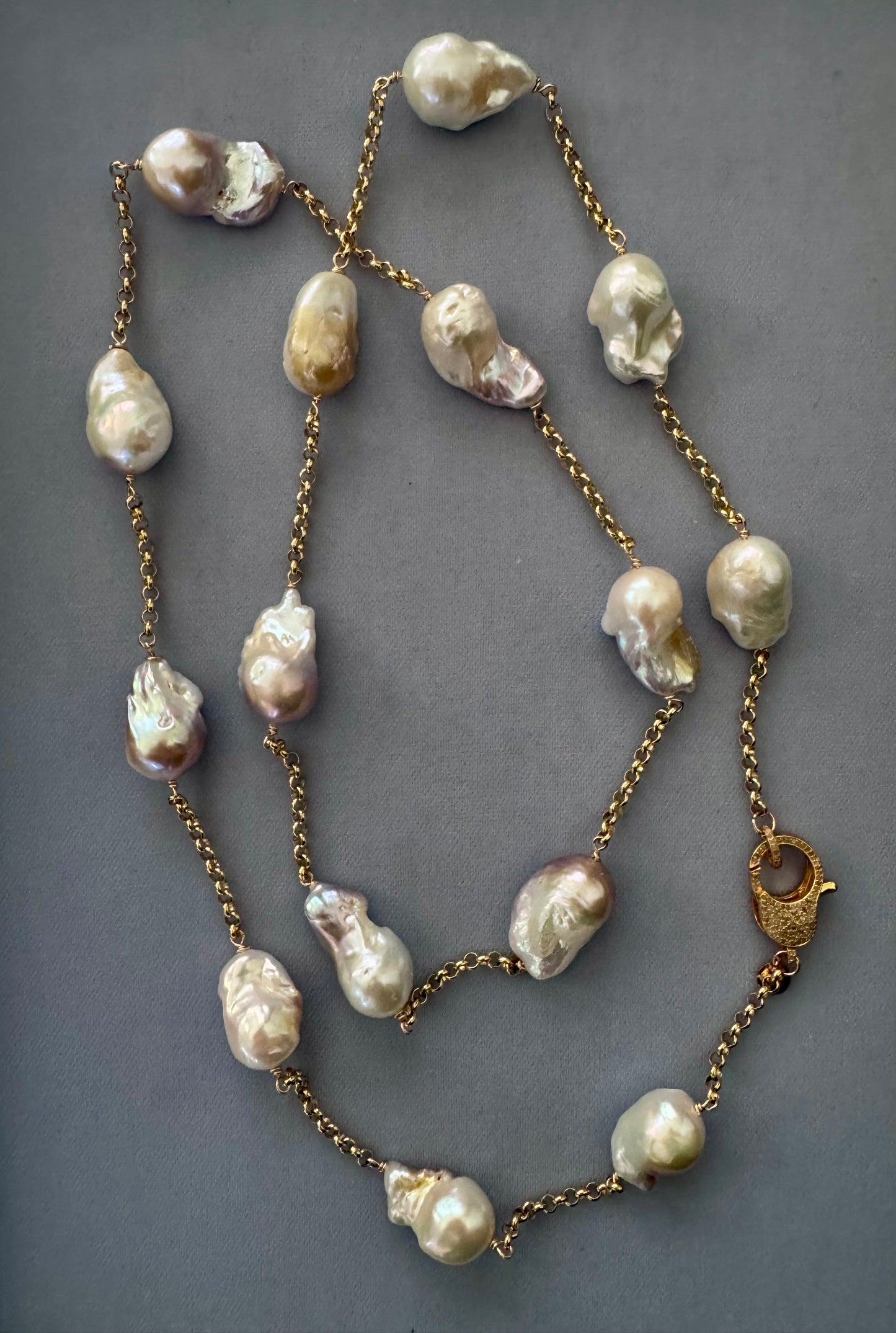 Golden Halo – Baroque Pearl & Gold Vermeil Station Necklace