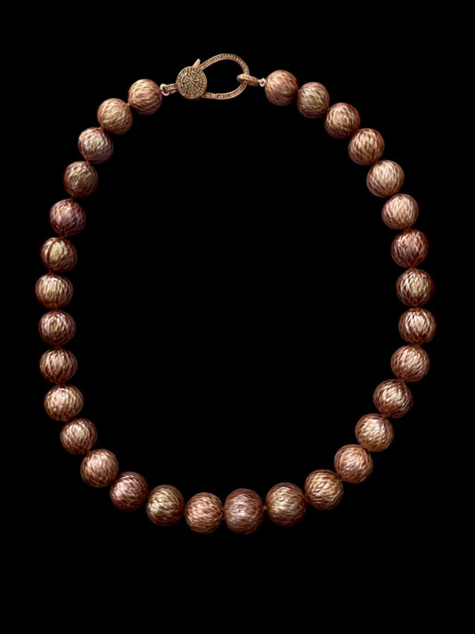 Copper Flame — Dragonscale Edison Pearl Necklace