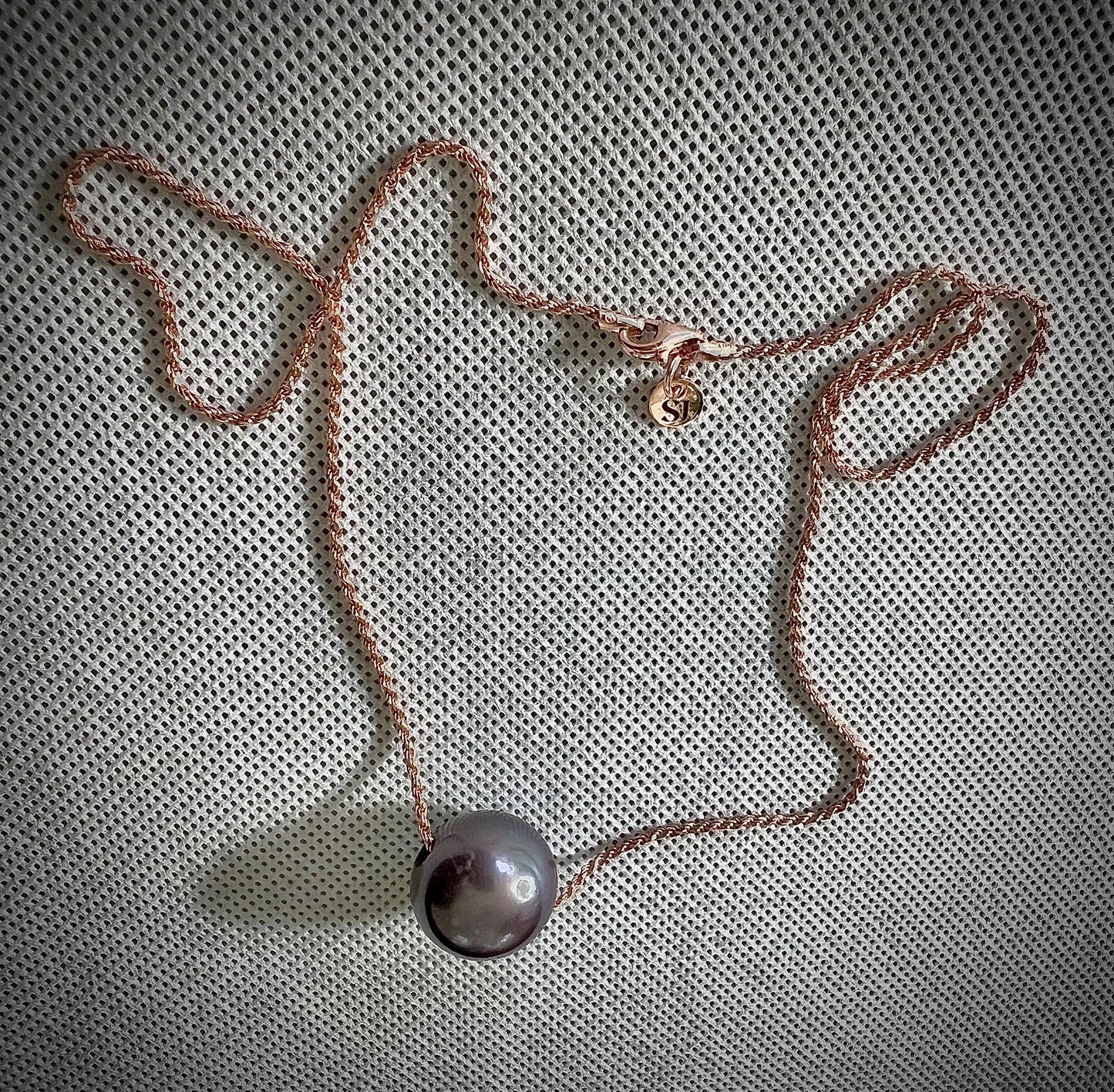 Opulent 17.5mm AAA+ Tahitian Pearl on Rose Gold Chain