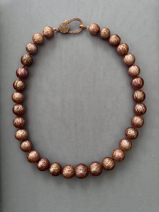 Copper Flame — Dragonscale Edison Pearl Necklace