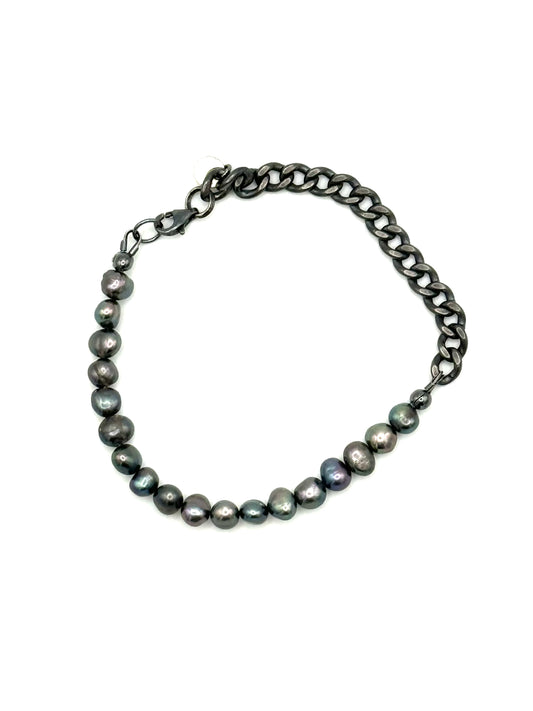 Nugget Freshwater Pearl Curb Link Bracelet