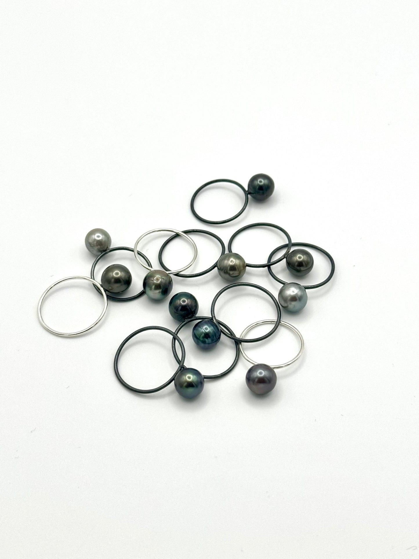 8-9mm Tahitian Pearl Oxidized Silver Ring