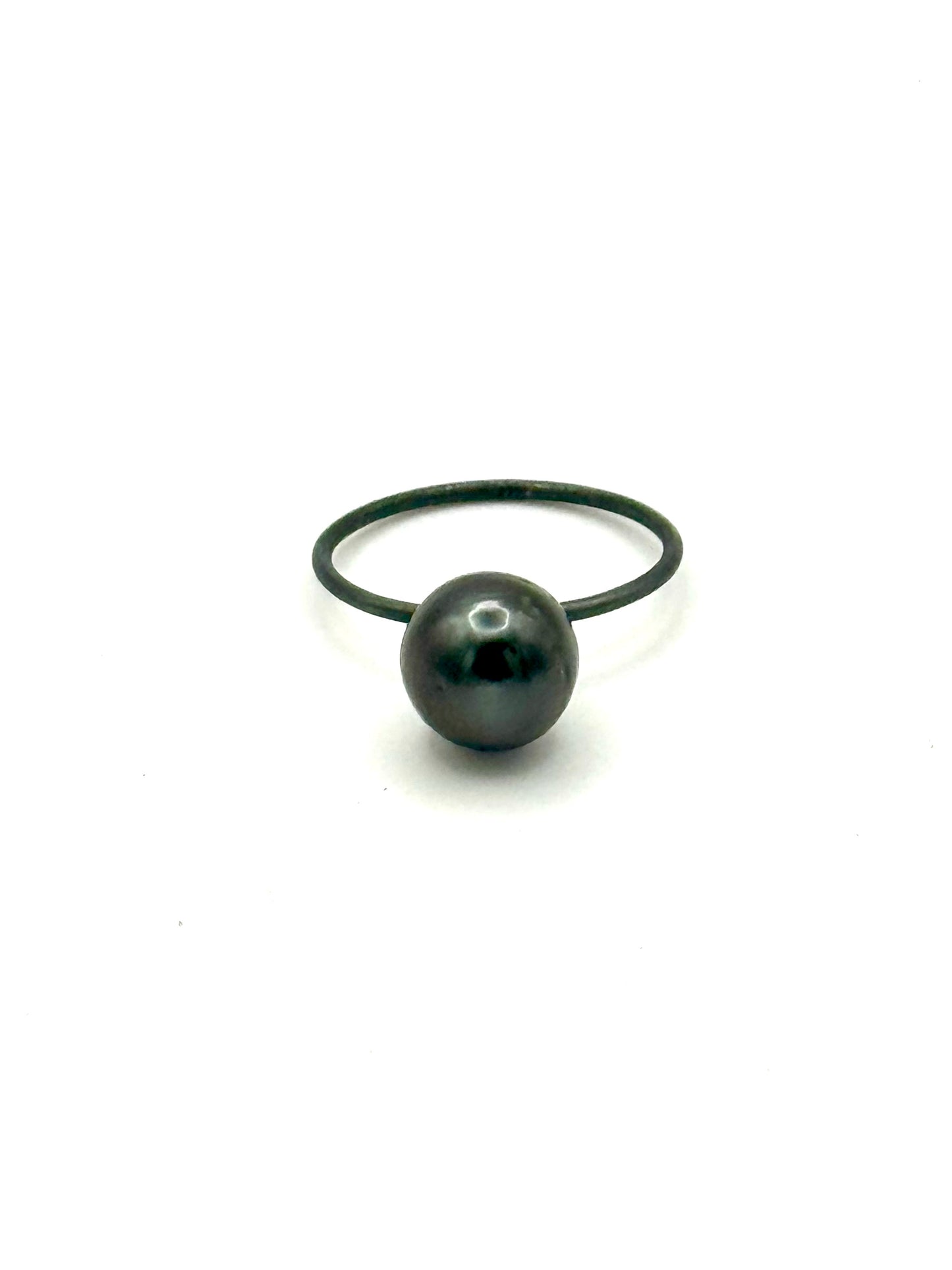 8-9mm Tahitian Pearl Oxidized Silver Ring