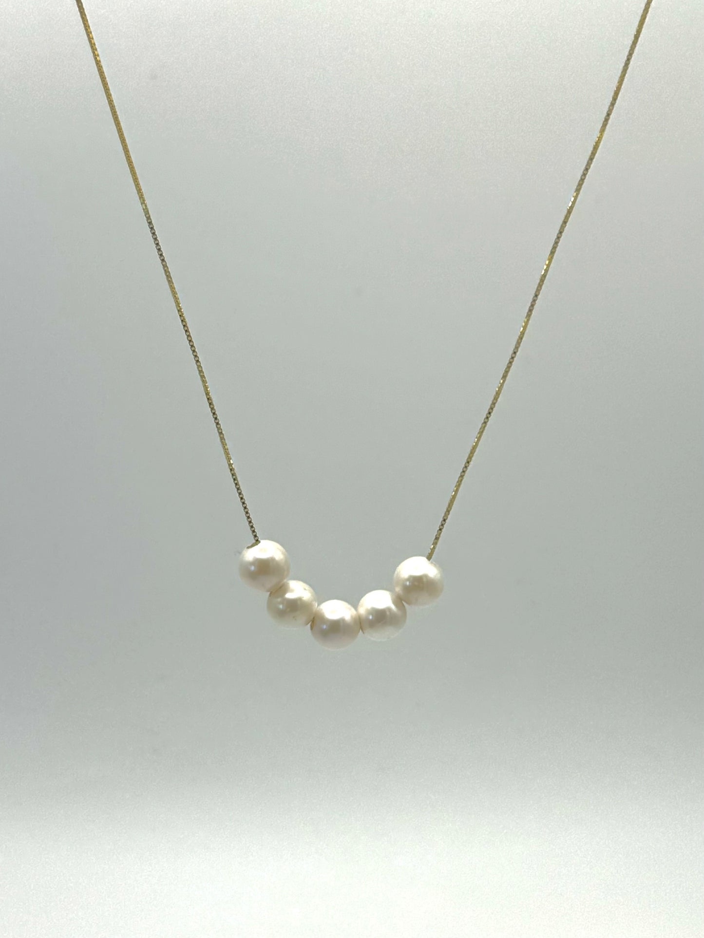 10mm White Freshwater Pearls on 14K Gold Plated Silver Necklace