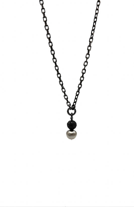 BaroqueTahitian Pearl and Black Spinel Bead Necklace
