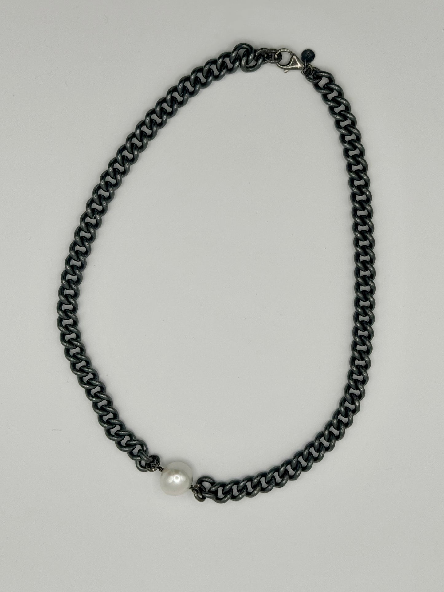 White Edison Curb Link Chain Necklace