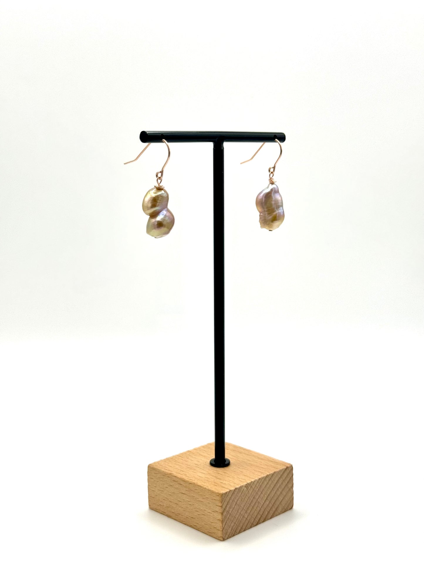 Peanut Freshwater Pearl Rose Gold Earrings