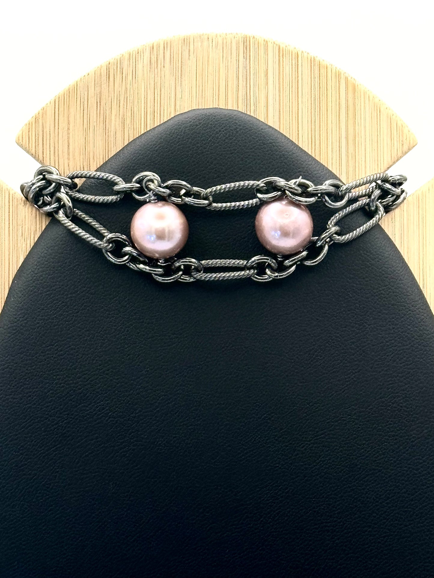 Blush Noir Bracelet: Pink Edison Pearls on Black Rhodium Silver Bracelet