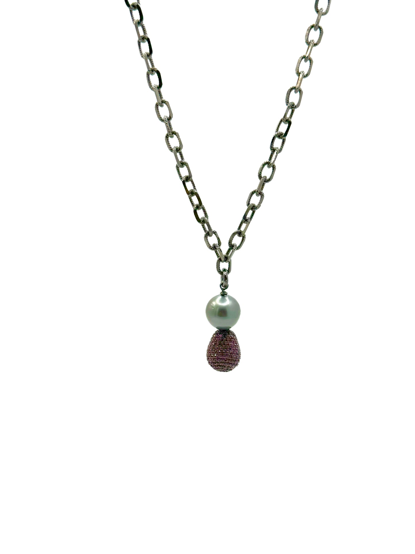 15mm Baroque Tahitian Pearl and Tourmaline Bead Necklace