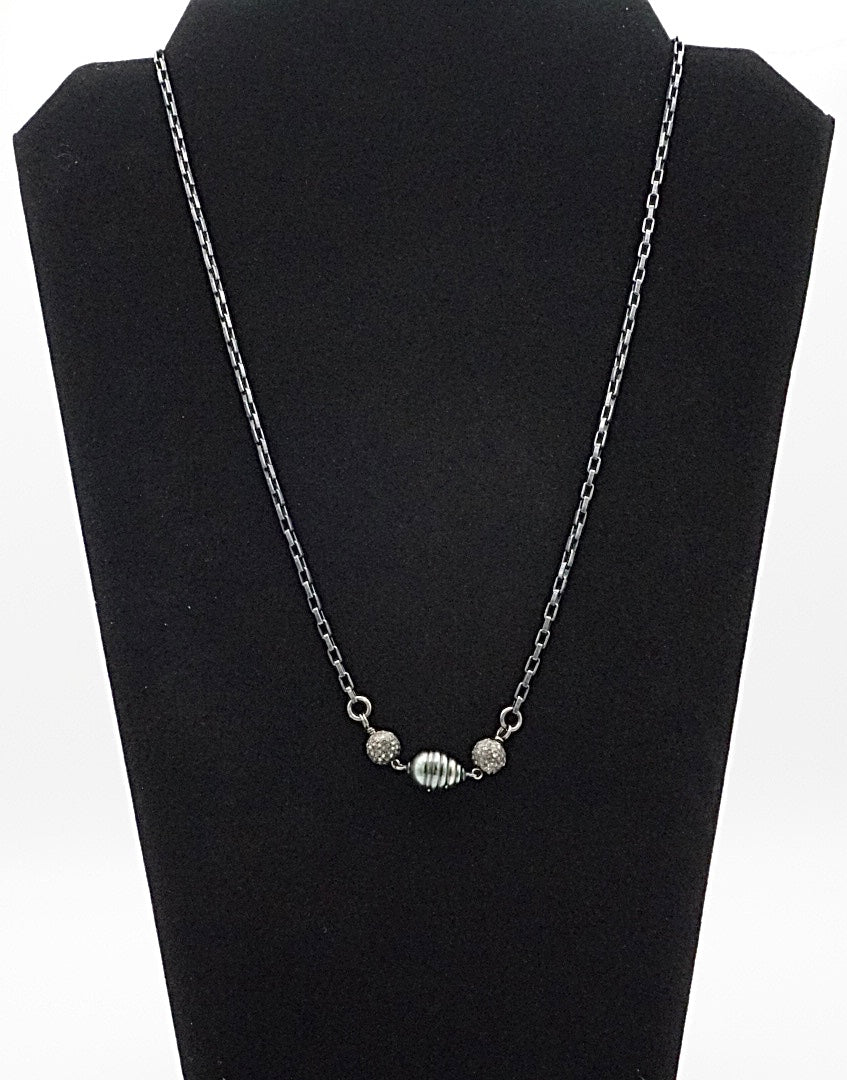 10mm Tahitian Pearl with Diamond Beads Necklace