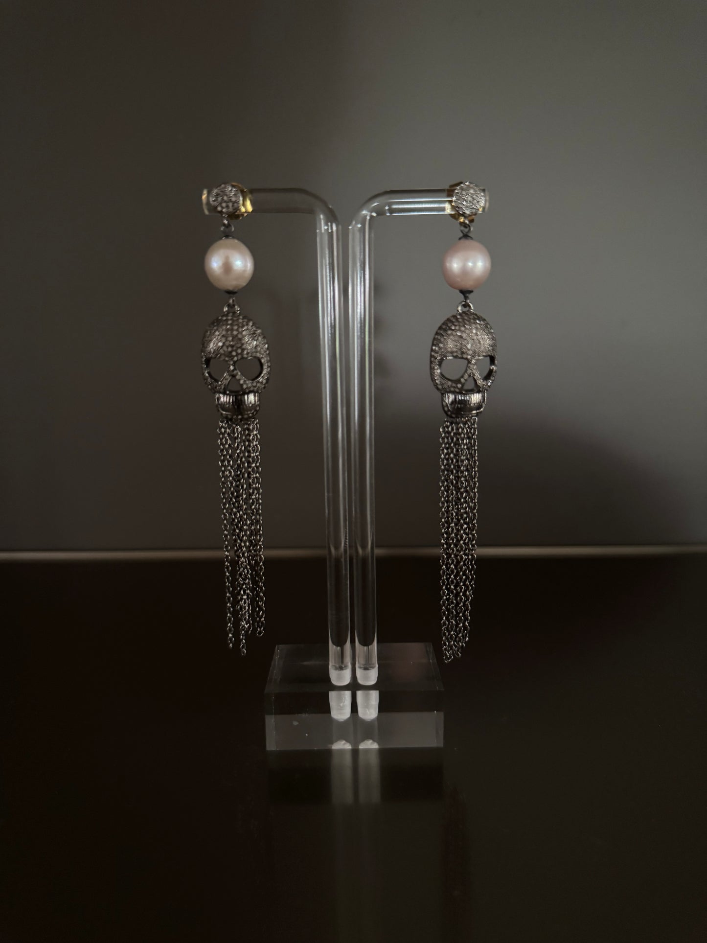 Skull & Pearl Tassel Earrings