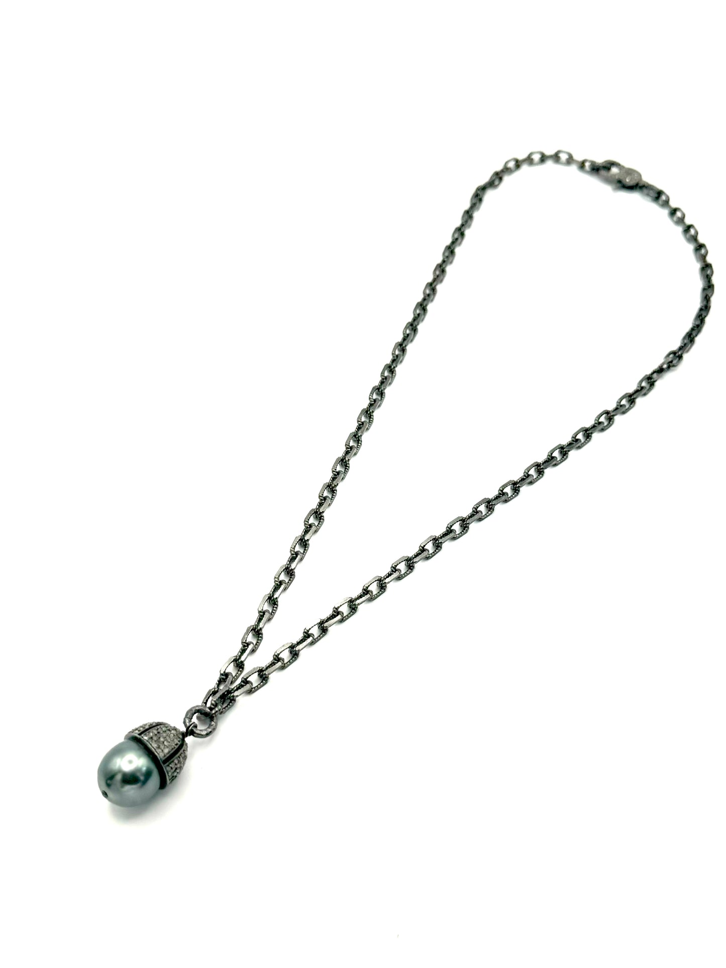 Grey Tahitian Pearl and Diamond Pendant Necklace