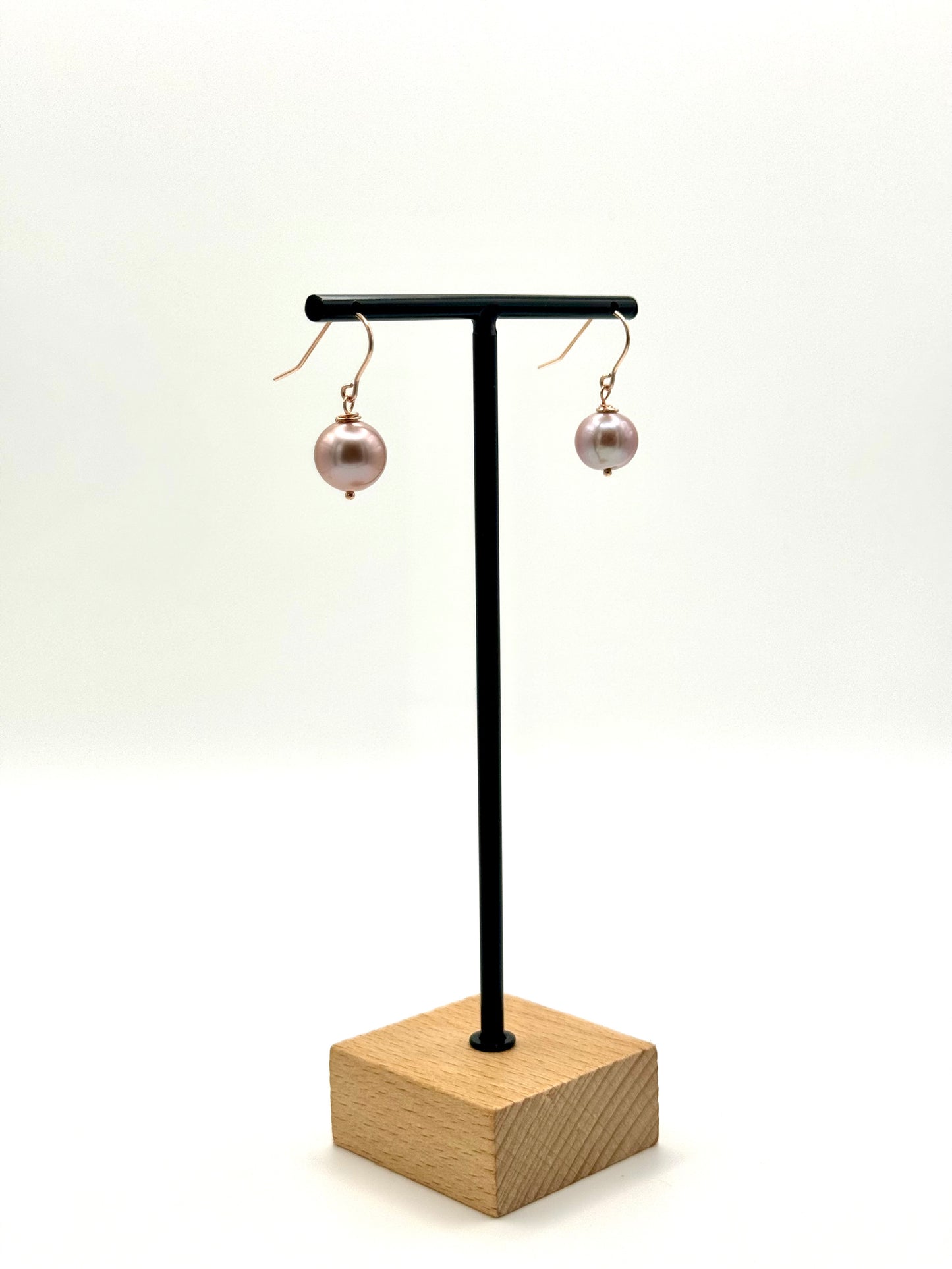 11mm Pink Edison Pearl Rose Gold French Earwire Earrings