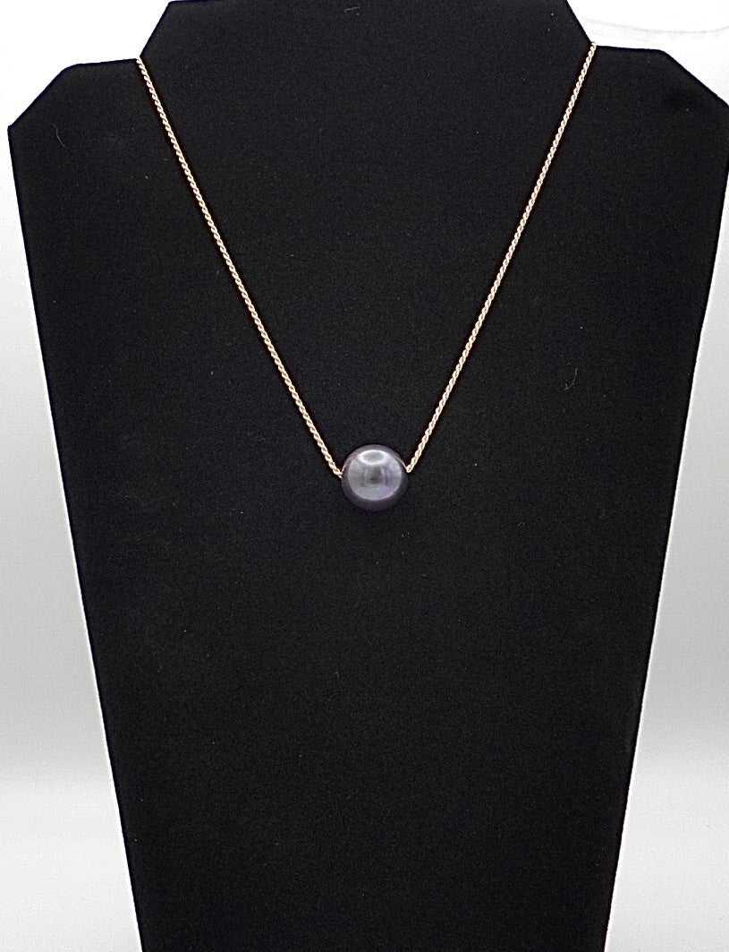 Opulent 17.5mm AAA+ Tahitian Pearl on Rose Gold Chain
