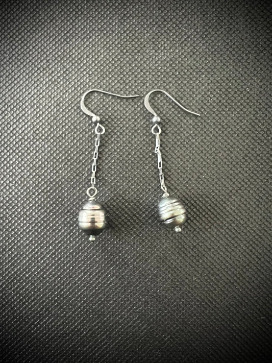 10mm Tahitian Pearl Drop Earrings