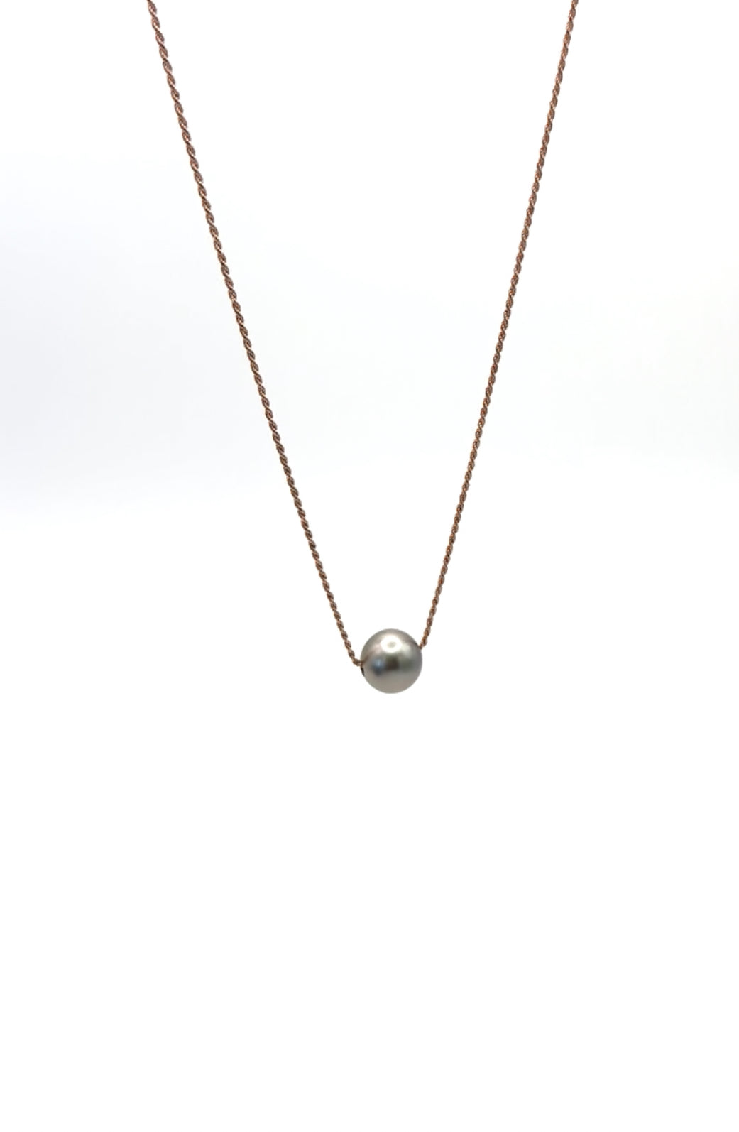 13.7mm A+ Round Tahitian Pearl on Rose Gold Chain