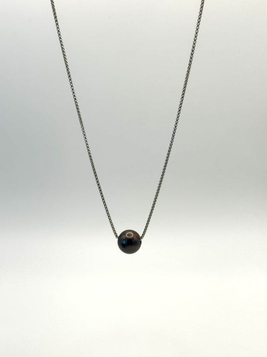 15mm AA+ Round Tahitian Pearl Sterling Silver Necklace