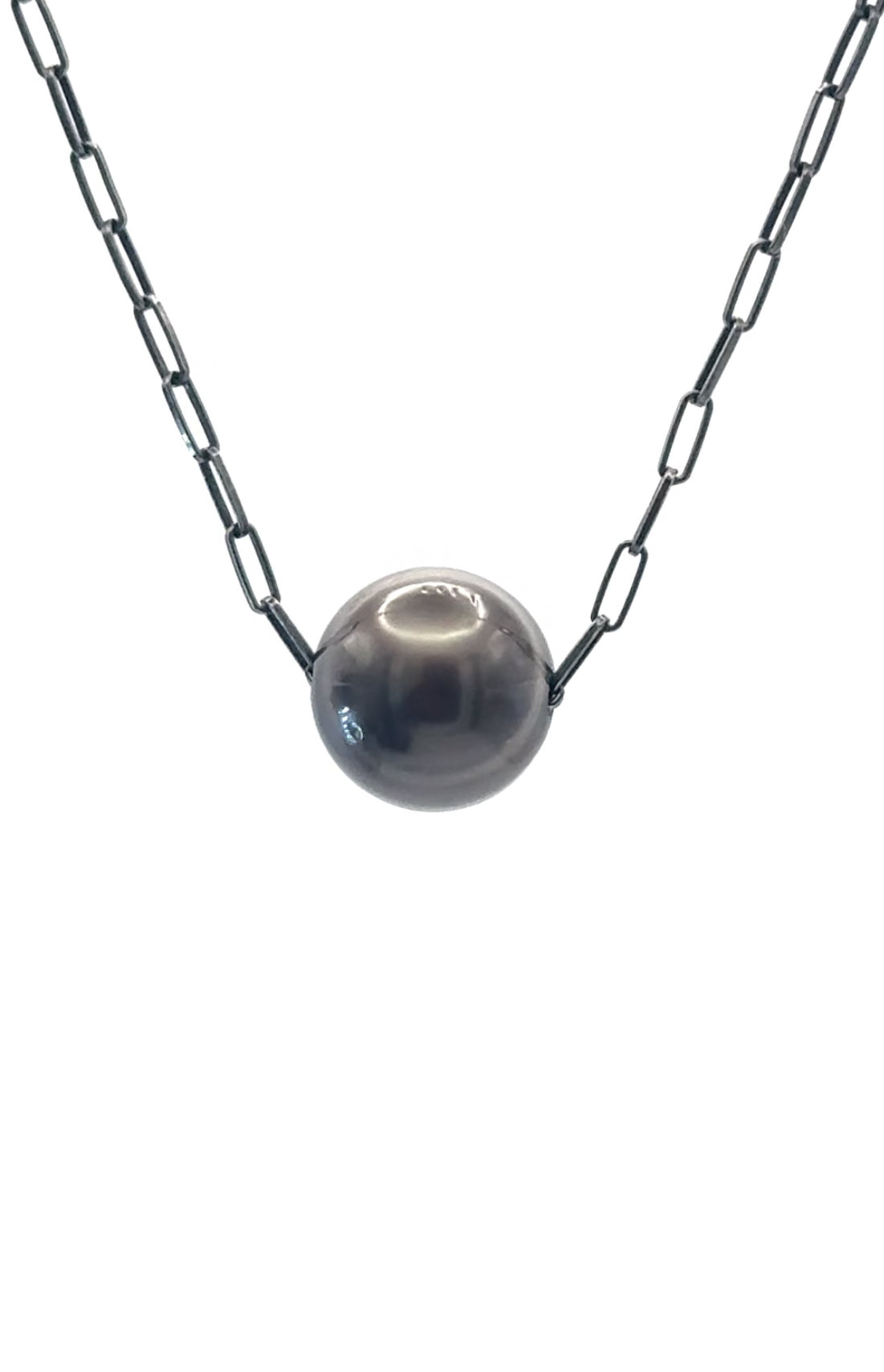 15.2 Baroque Tahitian Pearl on Oxidized Silver Chain