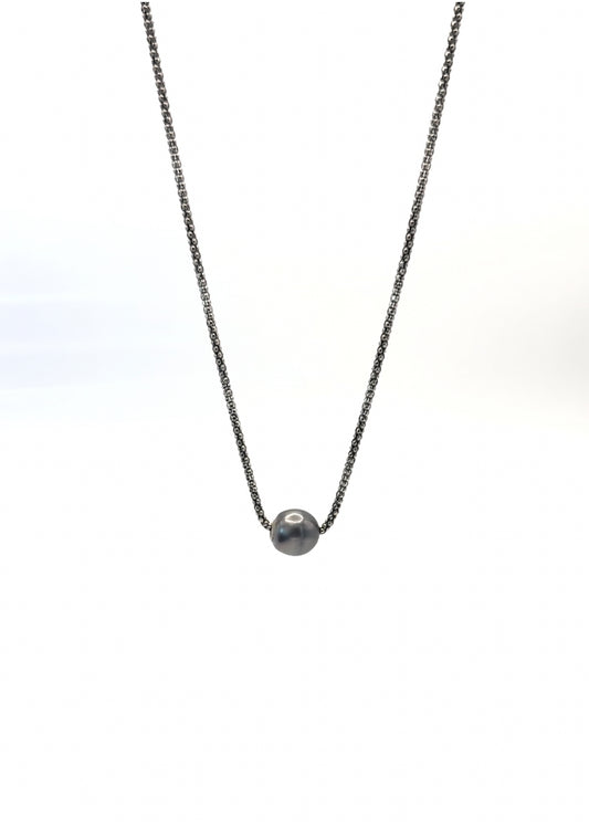 16mm Baroque Tahitian Pearl on Sterling Silver Popcorn Chain